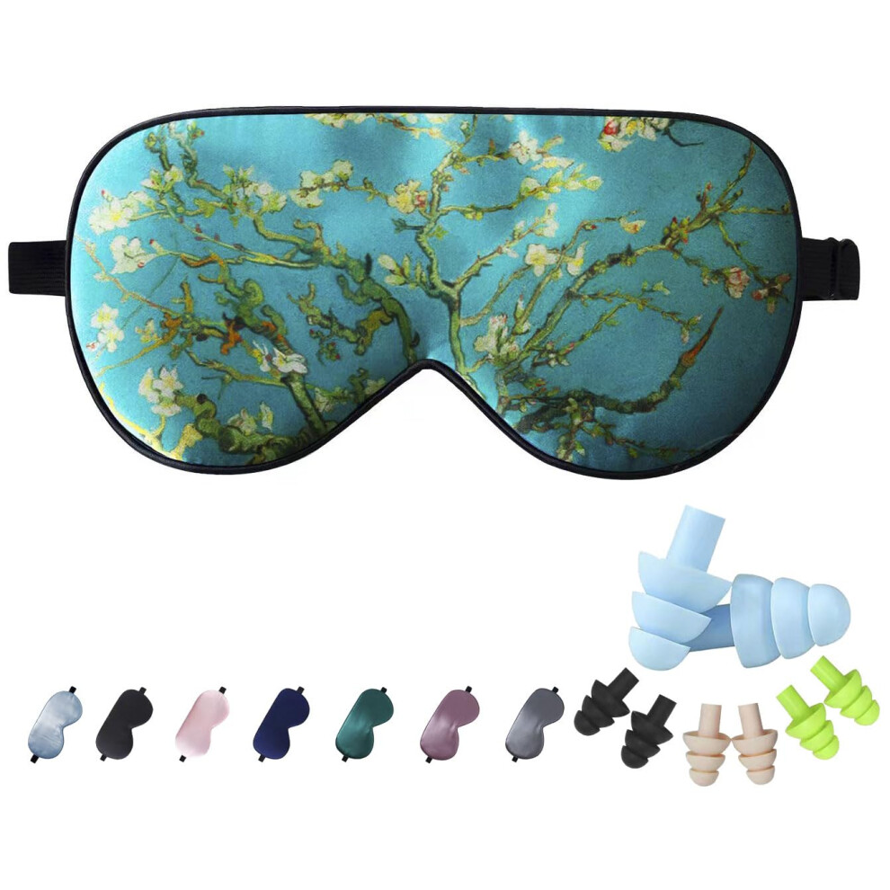 Lacourse 100% Mulberry Silk Eye Mask For Sleeping With Soft Earplugs &Travel Pouch, Genuine 19 Momme Premium Silk Both Sides, Adju