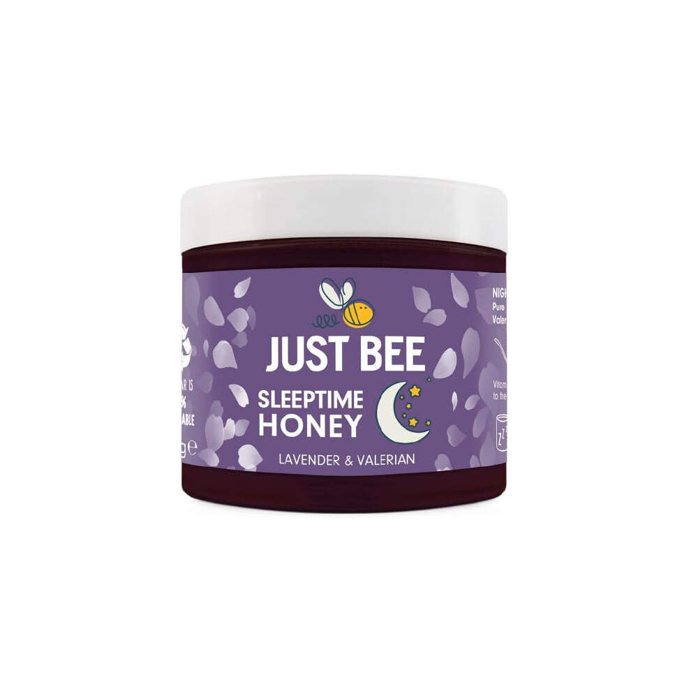 Just Bee Lavender Sleeptime Honey (260G) | Pure Natural Honey With Flavour, Valerian Root And Vitamin B | Raw And Unpasteurised |