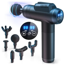 Massage Gun Deep Tissue, Professional Handheld Muscle Percussion Massager with 99 Speeds & 6 Interchangeable Heads, LCD Touch Scre