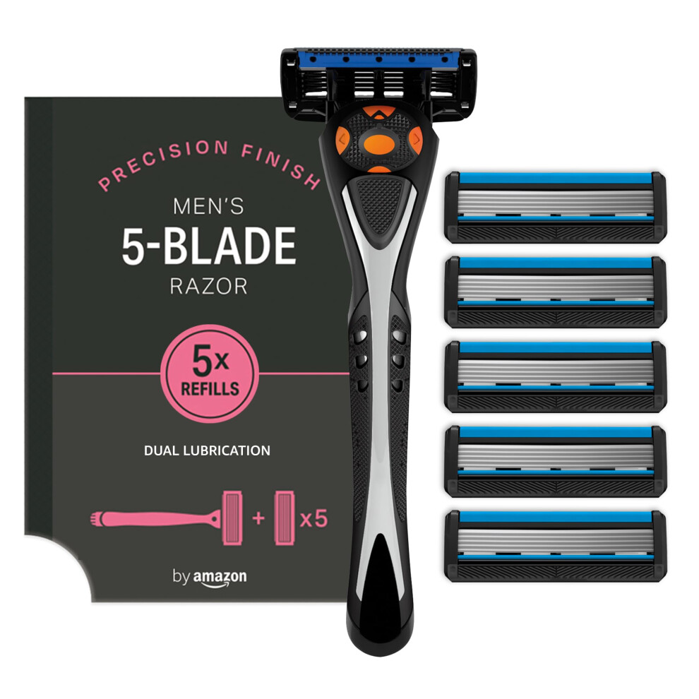 By Amazon Men's 5 Blade Razor + 6 Refills