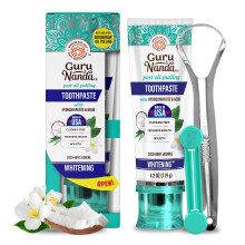 GuruNanda Hydroxyapatite Toothpaste, SLS & Fluoride Free, Whitening Toothpaste - Freshens Breath, Fights Plaque - Natural CocoMint