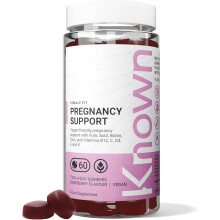 Known Pregnancy Support Gummies with 400mcg Folic Acid – Raspberry Flavour – Vegan Prenatal Multivitamin Gummy Supplement – with V