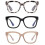 JM 3 Pack Oversized Reading Glasses for Women Large Square Blue Light Blocking Computer Readers Spring Hinge +1.0,(Black & Grey To 3