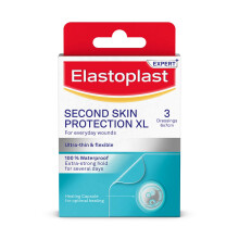 Elastoplast Second Skin Protection Faster Healing XL Dressings (3 Patches), Hydrocolloid Dressings with Advanced and Flexible Prot