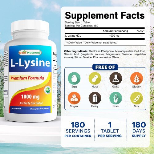 Best Naturals L-Lysine 1000 mg 180 Tablets 1