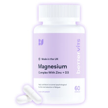 Bettervits Magnesium Glycinate Complex with Citrate, Malate, Zinc & Vitamin D3 | Magnesium Supplements for Muscle Recovery, Heart Health & Sleep Supp