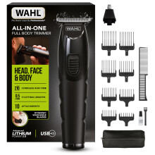 Wahl All-in-One Full Body Trimmer for Men – Cordless Rechargeable Beard, Hair & Body Grooming Kit with Hygienic Washable Blades, L