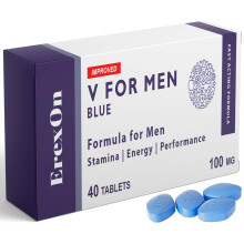 ErexOn - V for Men Blue 40 Pills x 100mg Herbal Supplement for Men - Strong Effect - Mens Health Support Tablets - Performance & E