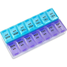 VINPAM Weekly Pill Organiser - 7 Day AM/PM Tablet Box, 14 Compartments Dosette Box for Daily Medication & Travel,Compact Pill Case