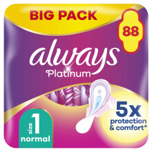 Always Platinum Normal (Size 1) Sanitary Towels with Wings 22 Pads x 4