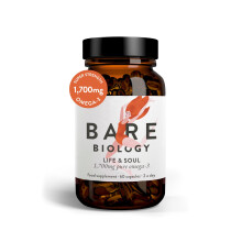 Bare Biology Super-Strength Fish Oil 1,700mg Omega-3 - Life & Soul Daily Omega 3 Capsules (1 Month Supply - 60 Capsules) 1,100mg 500mg DHA, Supports