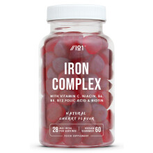 Iron 28mg Gummies with Vitamin C, Niacin, Vitamin B6, B5, B12, Folic Acid & Biotin – 60 Vegan Gummies – Tapioca Base – Cherry Flavour – by