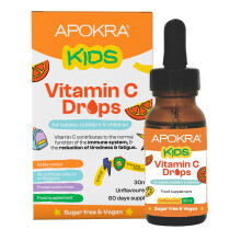 Vitamin C Drops - Vegan - 60 Days Supply – 30mL – Preservative Free and Sugar Free Vitamin C for Kids - VIT C 25mg per 0.5mL | APO