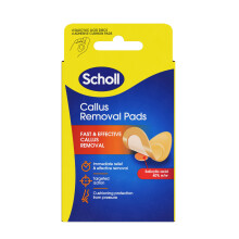 Scholl Callus Remover Pads for Feet - Targeted Action with 4 Salicylic Acid Discs and 4 Adhesive Cushion Pads for Fast & Effective