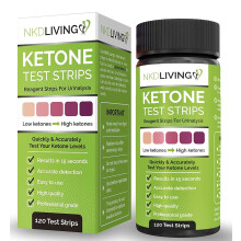 NKD Living Ketone Test Strips (120 Strips in 2 x 60 Keep Fresh Packs) Accurately Detect and Measure Your State of ketosis in Secon