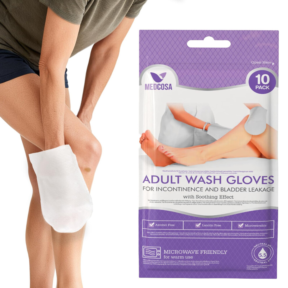 Medcosa Adult Body Wipes - Wet Wipes For Adults - Intimate Disposable Shower Body Wipe Shaped Like A Glove - Unscented Premoistene
