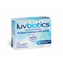 Luv Biotics Sugar Free Original Mint Lozenges with Oral Probiotics,Xylitol & Aloe Vera for Fresh Breath, Dry Mouth Relief, Gum Hea