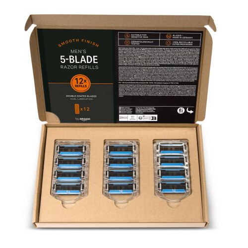 by Amazon 5-Blade Replacement Cartridges For Man, Pack of 12 1