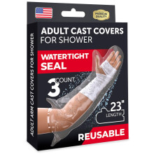 100% Waterproof Arm Cover for Shower - Tight Seal - 3pk Adult Reusable Cast Protectors - Half Arm Bag Sleeves for Wounds Care - Af