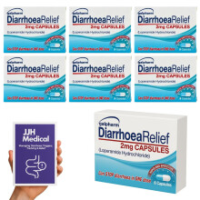 Diarrhoea Relief Capsules 36 Pack - Loperamide Hydrochloride 2mg | JJH Medical Bundle with Stool Chart, Symptom Tracker & Triggeri