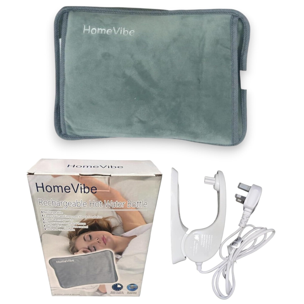 Homevibe Rechargeable Electric Hot Water Bottle Professional Soft Touch Fleece Cover Bed Hand Warmer Massaging Heat Pad