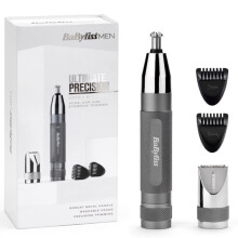 BaByliss Super-X Metal Precision Detail Trimmer - 3-in-1 Nose, Ear & Eyebrow Trimmer, 2 Attachments, 2 Comb Guides, Battery-Powere