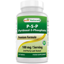 Best Naturals P5P Vitamin B6 (Pyridoxal 5 Phosphate) 100 mg/Serving - 120 Tablets - an Active Form of Vitamin B6.