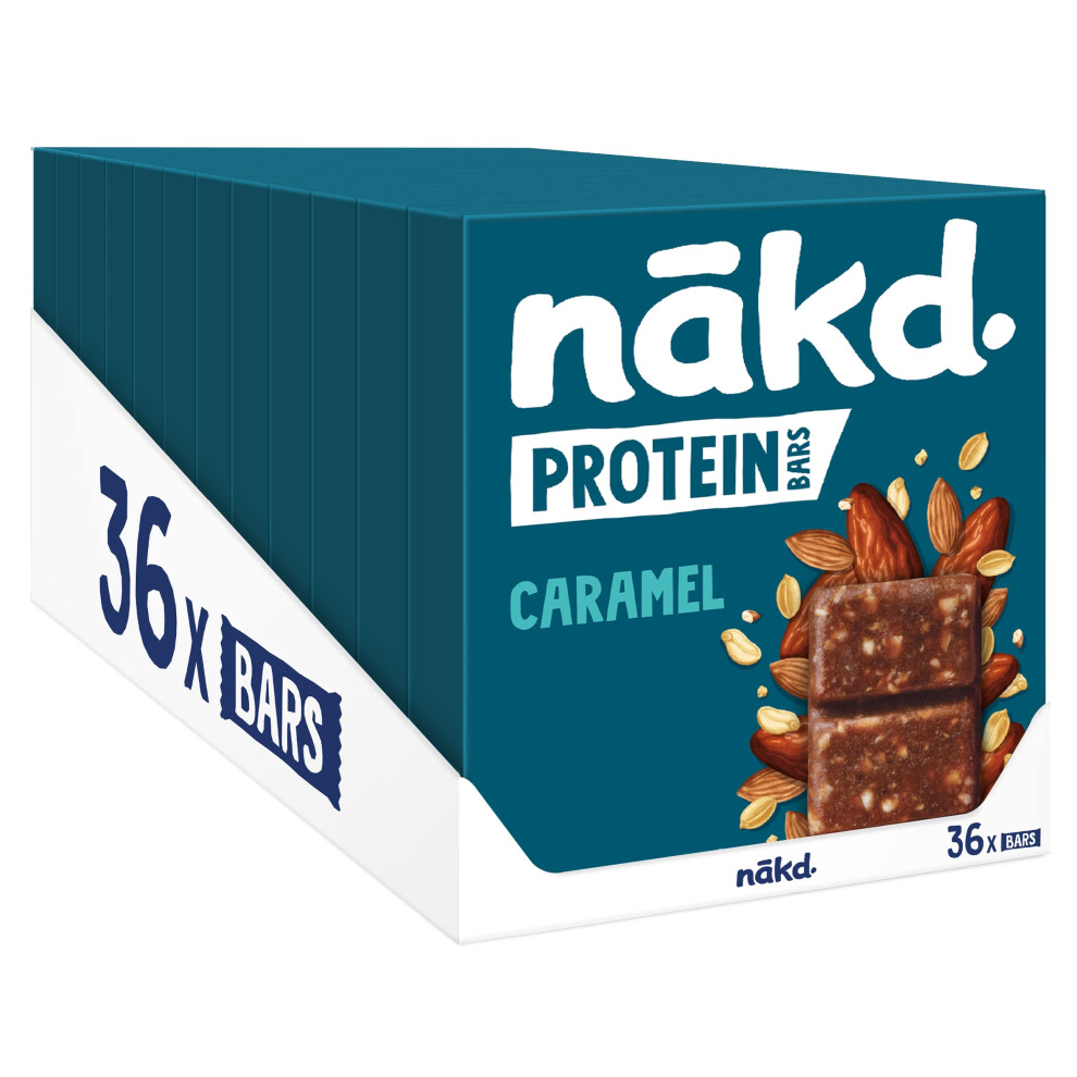 Nakd Caramel Protein Bar - Vegan - Gluten Free - Healthy Snack, 45G (Pack Of 36 Bars)