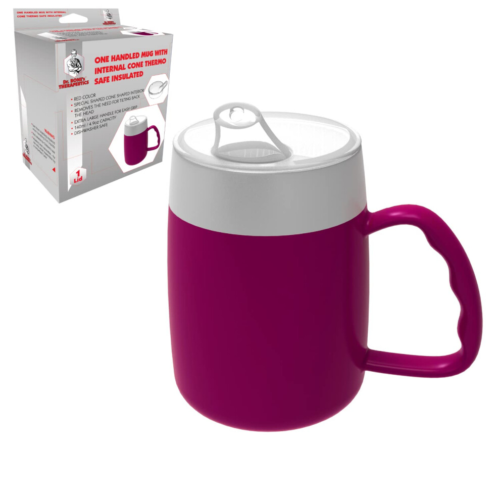 Dr. Bone's Therapeutics Mug With Internal Cone With Spouted Lid With Small Opening, Spill-Proof, Drinking Aid, Thermo Mug, Feedi