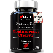 Montmorency Cherry - 90 High Strength Vegan Capsules - Natural Melatonin & Tryptophan Source - 3 Month Supply - 50:1 Tart Cherry E