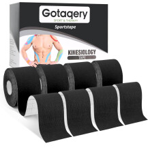 Gotaqery Kinesiology Tape (4 Rolls Pack), Waterproof Elastic Muscle Support Tape for Exercise, Sports & Injury Recovery, Breathabl