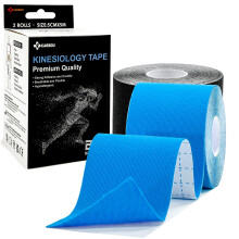 Carbou Kinesiology Tape 5cmx5m-2 Rolls Water Resistant Strips,Elastic Cotton Athletic Tape for Muscle Strain Relief & Joint Suppor