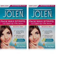 Jolen Sensitive Skin Facial Strip Wax (16 Strips), (Pack of 2)