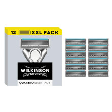 Wilkinson Sword Quattro Essential Men's Razor Refills, Great Addition to Wash Bags for Men's Grooming, Great Shavers for Routine S