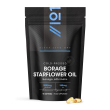 Starflower Oil 2000mg – 380mg GLA – Cold-Pressed Borage Oil - 90 Softgels - Natural Source of Omega-6 – 3 Month Supply – Resealable and