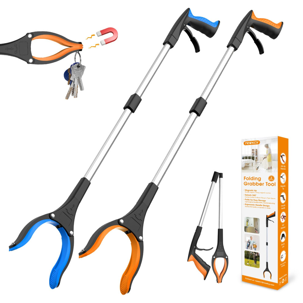 Rewkcy 81Cm/32" Litter Pickers Grabber Stick 2-Pack, Helping Hand Grabbers For Adults, Disabled, And Elderly, Heavy Duty Pick Up Stick, B