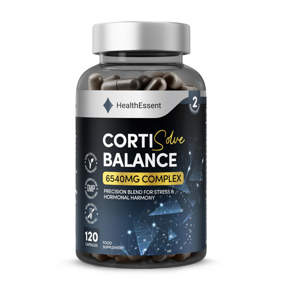 Healthessent Cortisolve Complex 6540Mg – Cortisol Support Supplement With Ashwagandha, Rhodiola, Magnesium & L-Theanine – Natural