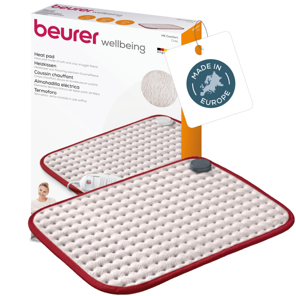 Beurer Hk Comfort Heat Pad, Flexible Warming Electric Heating Pad With Super-Soft Surface, Controllable Warmth With 3 Temperature