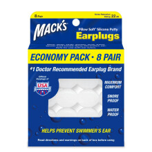 Mack's Pillow Soft Silicone Earplugs, 8 Pair - The Original Moldable Silicone Putty Ear Plugs for Sleeping, Snoring, Swimming, Tra