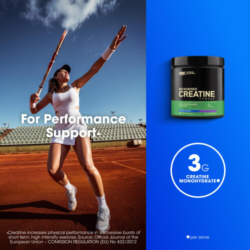 Optimum Nutrition ON Creatine Powder Flavoured - Blue Raspberry 247.5g 55 Serve 2