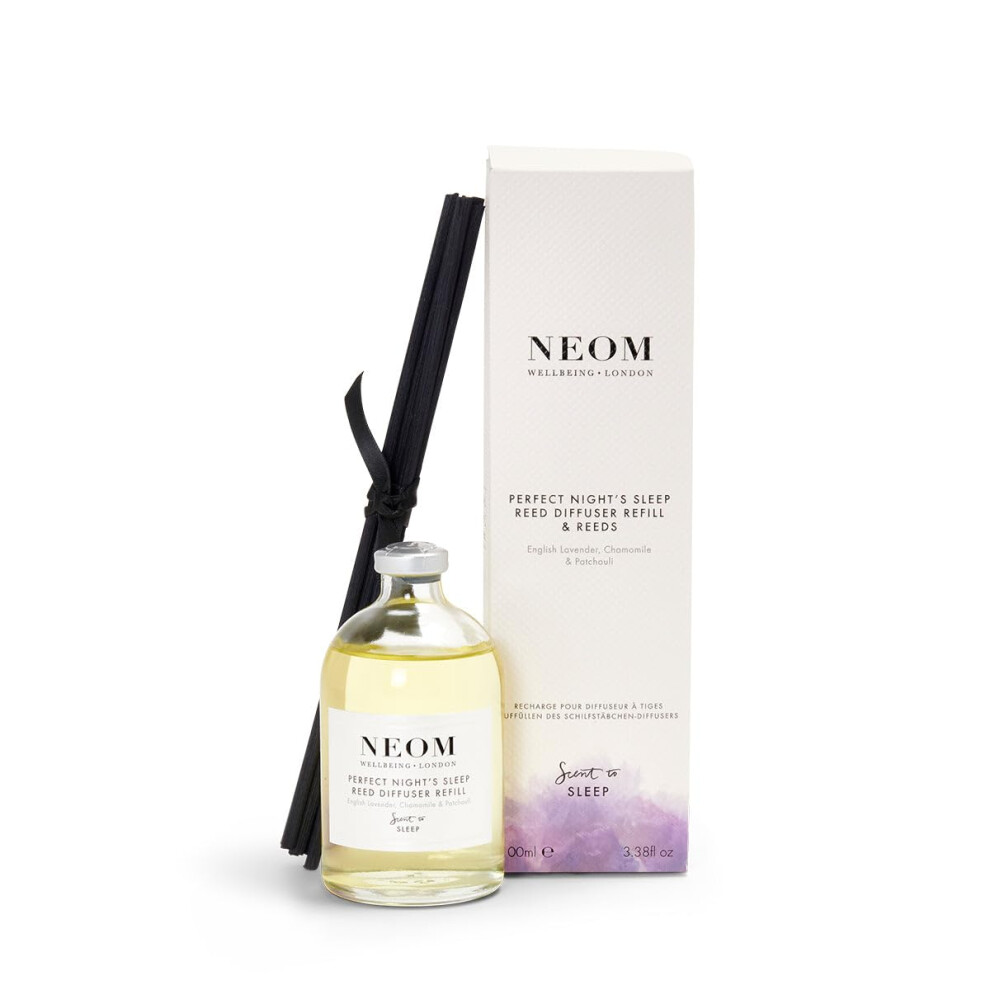 Neom - Perfect Night's Sleep Scented Reed Diffuser Refill, 100Ml | Chamomile & Patchouli| | Essential Oil Aromatherapy Re Lavender