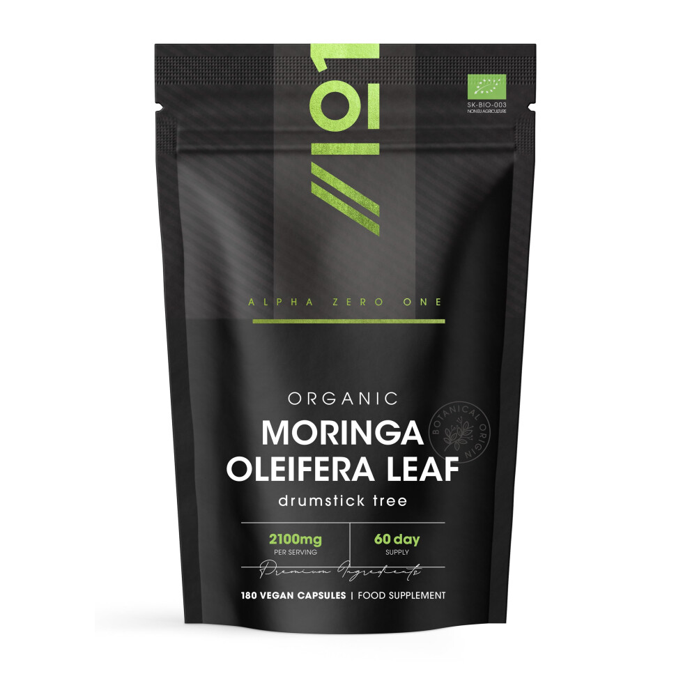 Alpha01 Organic Moringa 2100Mg Â 180 Vegan Capsules Â Raw Moringa Oleifera Leaf Supplement Â Rich In Vitamins, Antioxidants & Amino Acid Â