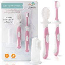 Cherish Baby Care 0-2 Years Toothbrush Kit - Safety-Tested & BPA-Free 3-Pack (Finger, Silicone, Toddler Toothbrushes) - Baby's Fir