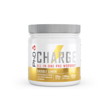 PhD Charge, All in One Pre Workout Powder with Creatine for Women and Men, Rich in Beta Alanine, High Caffeine for pre-Workout, Sherbert Lemon Flavou