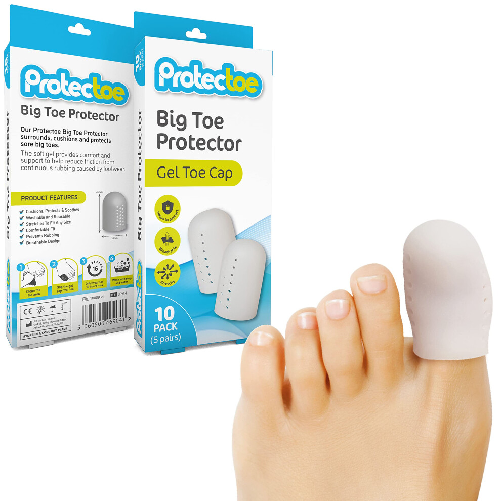 Protectoe Big Toe Protector Gel Toe Cap - Pack Of 10