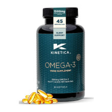 Kinetica Sports Omega-3 Fish Oil Capsule | 45 Servings, 90 Softgel Tablets | 1500mg Omega-3 Fatty Acids (1000mg EPA + 500mg DHA)/Serve| High Strength
