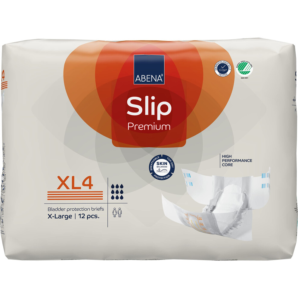 Abena Slip Premium All-In-One Incontinence Protectors - Eco-Labelled Womens & Mens Incontinence Pads, Xl 4, 110-170Cm Waist, 4000Ml Absorbency, 12Pk