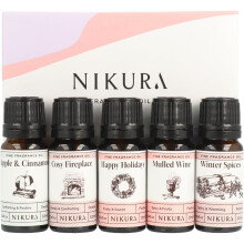 Nikura Christmas Cosy Night in Fine Fragrance Oil Gift Set - 5 x 10ml | Great for Diffusers for Home, Soap & Candle Making, Wax Me