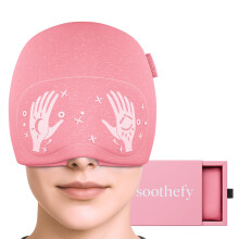 Soothefy Migraine Relief Cap - Built-in Slide-Up Eye Mask - Natural Tension Headache Relief Cap - FSA HSA Eligible - 360 Compress