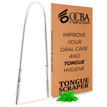 OCBA Tongue Scraper for Oral Health Natural Silver Tongue Cleaner Rustproof Use After Toothbrush for Fresh Breath Stainless Steel